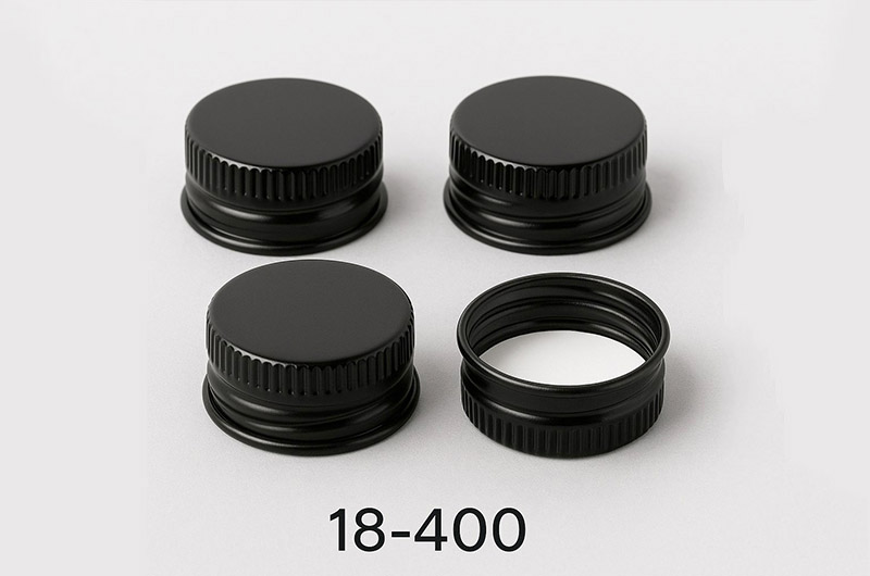 18-400 Black Aluminum Screw Top Caps